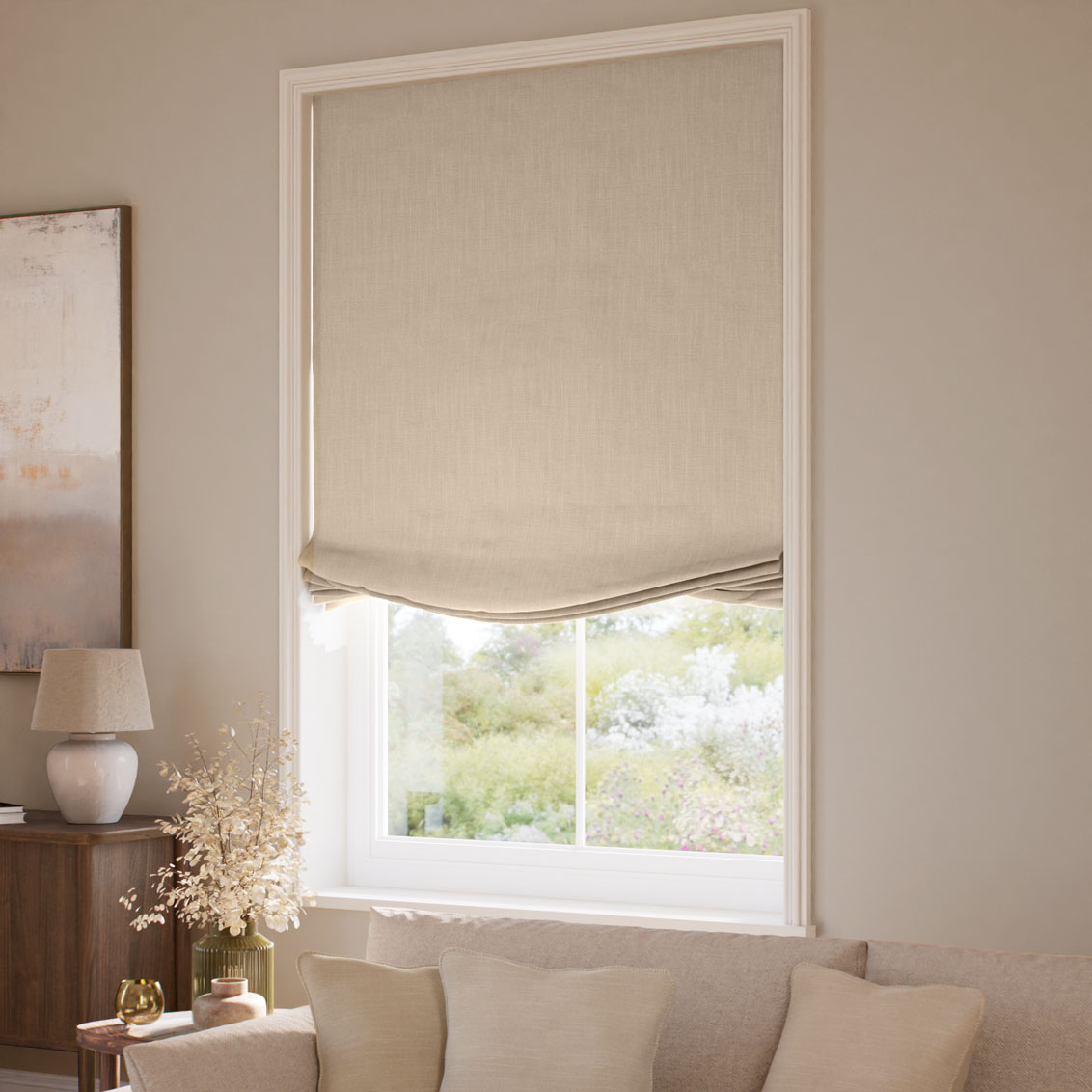 Blinds-2go, Paleo Linen Hopsack Relaxed Roman Blind
