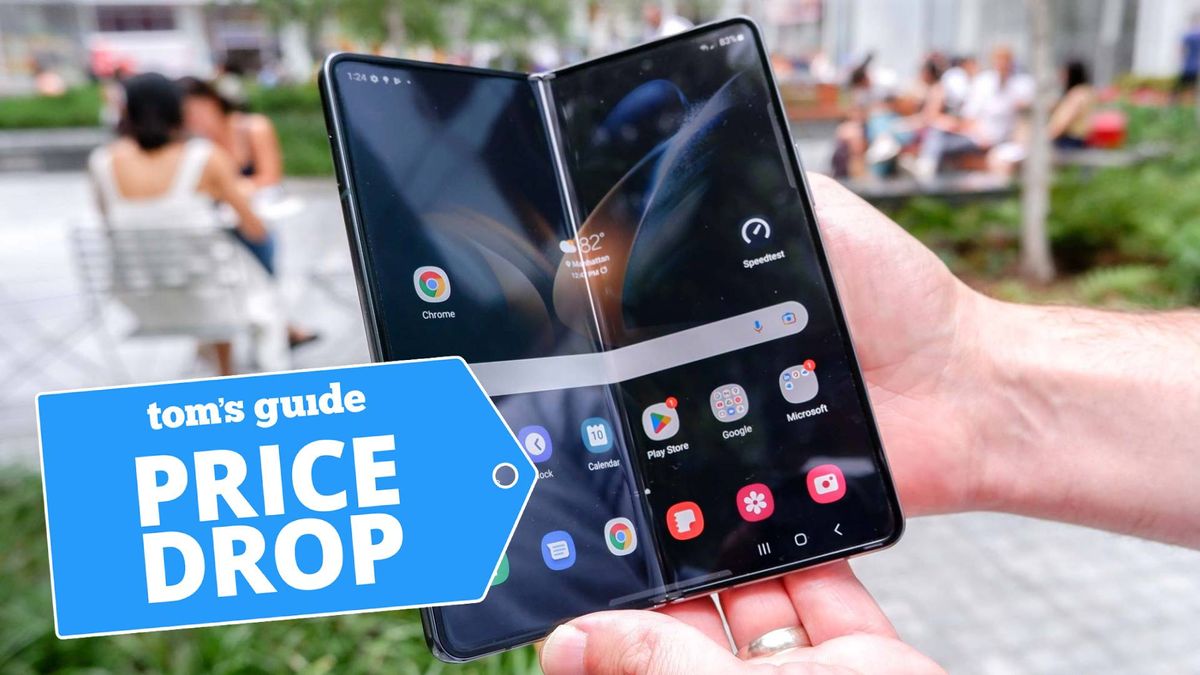 Samsung Galaxy Z Fold 4 open in hand