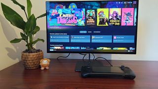 KTC G27P6 with Steam Deck connected via USB-C with SteamOS menu on screen