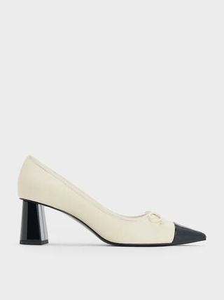 Bow Pointed Cap-Toe Pumps