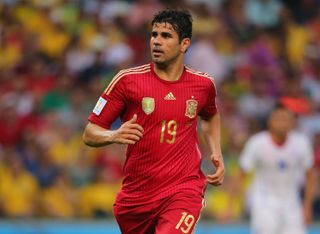 Diego Costa in action for Spain against Chile at the 2014 World Cup.