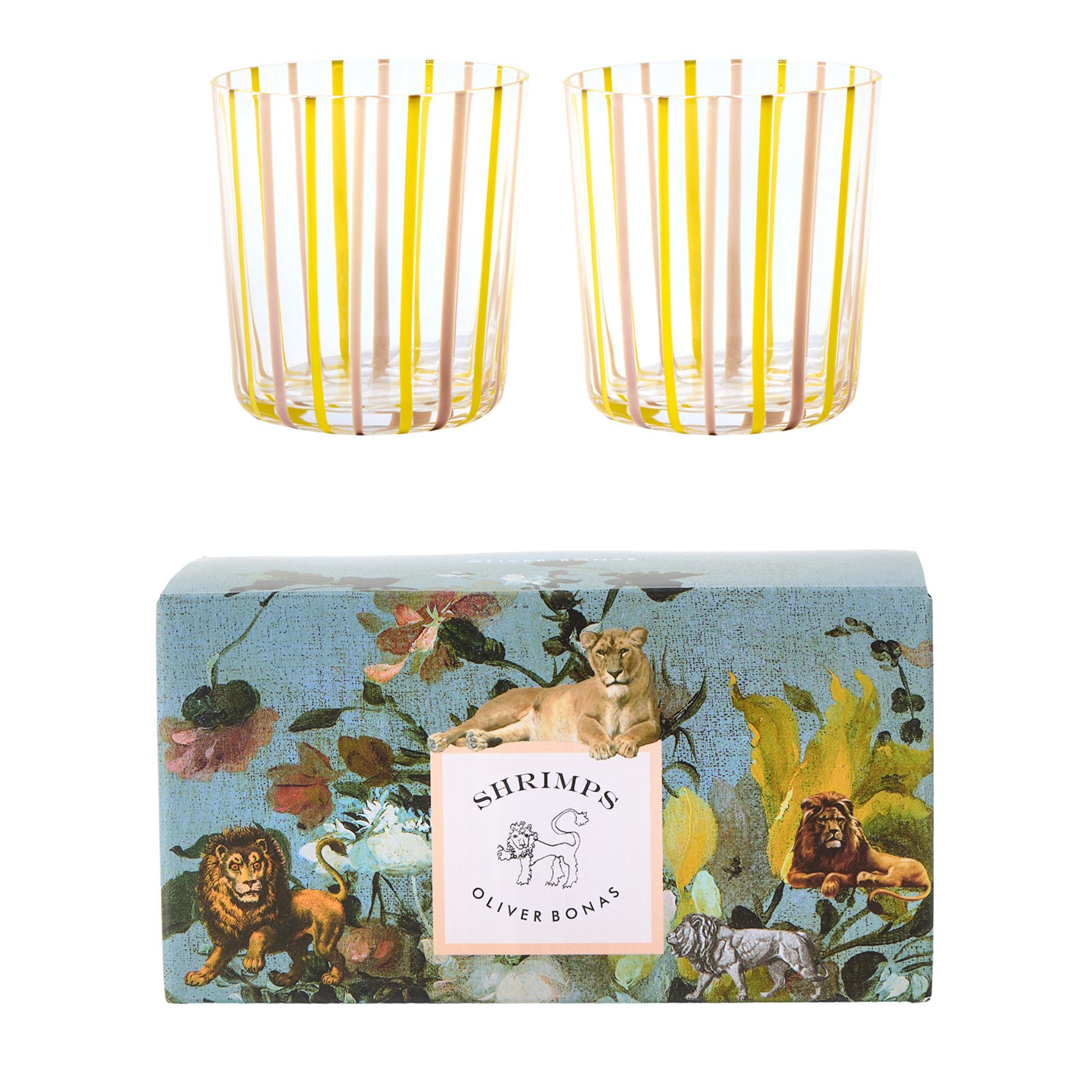 Striped Glass Tumblers Set of Two