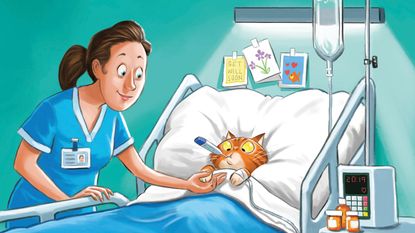 MoneyWeek cover illustration - a cat in hospital 
