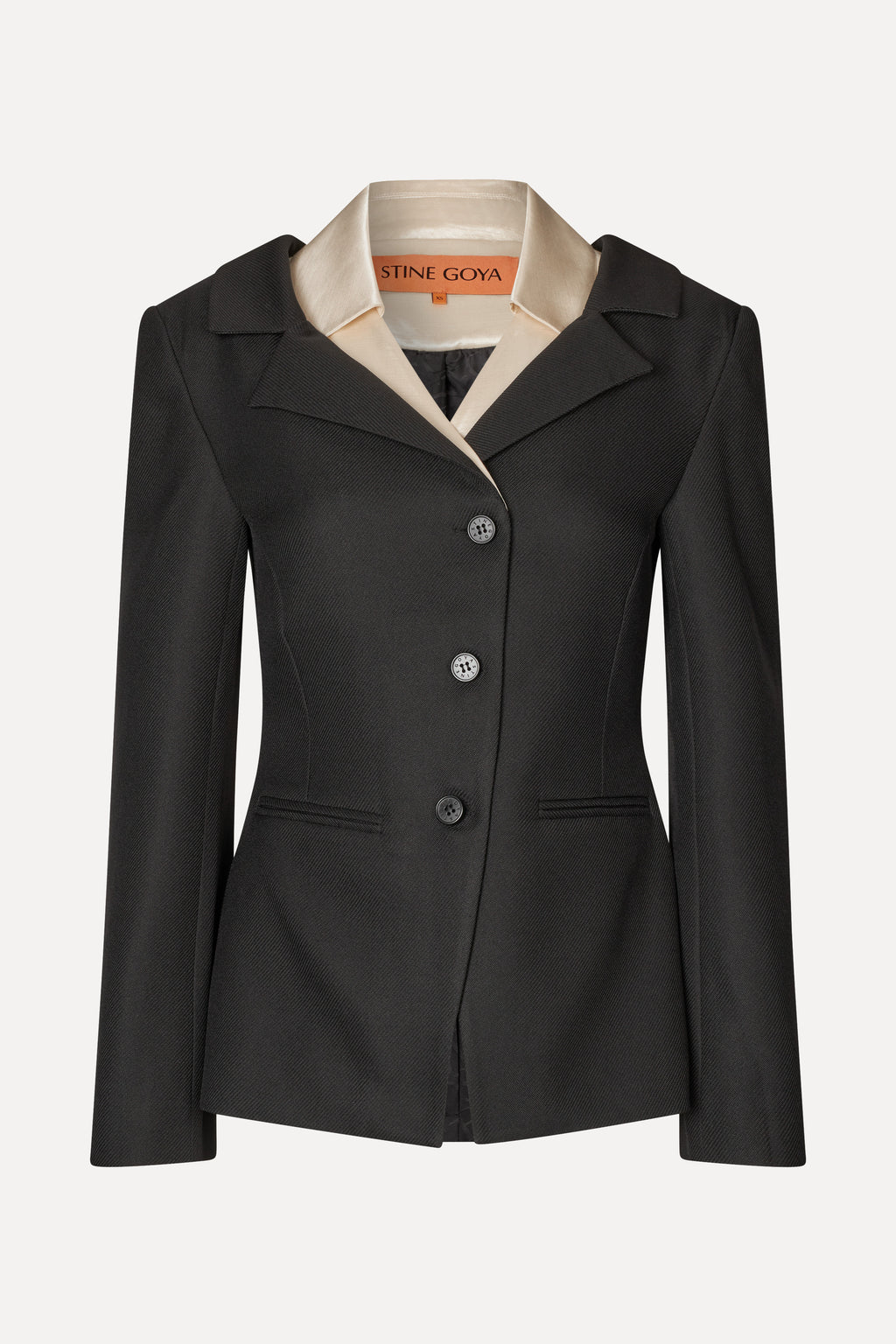 Double Collar Tailored Jacket - Black / Butter Milk