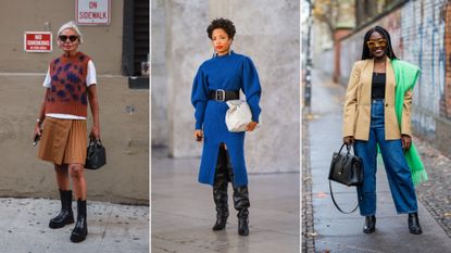 A composite of street style influencers showing autumn outfit ideas