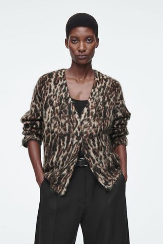 Leopard-Jacquard Mohair-Blend Cardigan