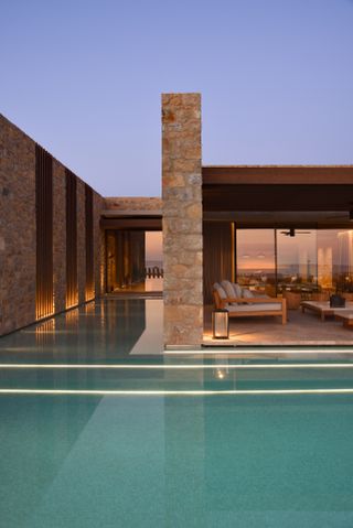 architecture and swimming pool at Costa Navarino residences Villa M2.3