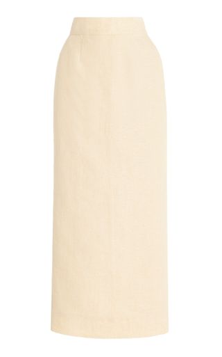 Exclusive Emma High-Waisted Linen Midi Skirt