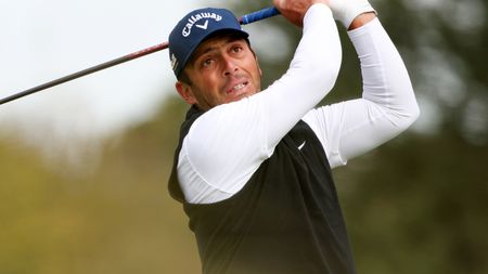 Francesco Molinari takes a shot during the 2022 RSM Classic