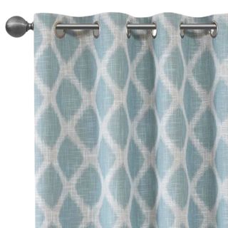 Abrihet Printed Ikat Blackout Curtain Panel in Aqua