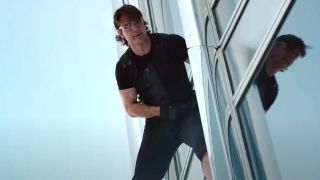 Tom Cruise hanging out on the side of the Burj Khalifa in Mission Impossible: Ghost Protocol.