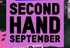 The Second Hand September written in black against a purple background with the Oxfam logo.