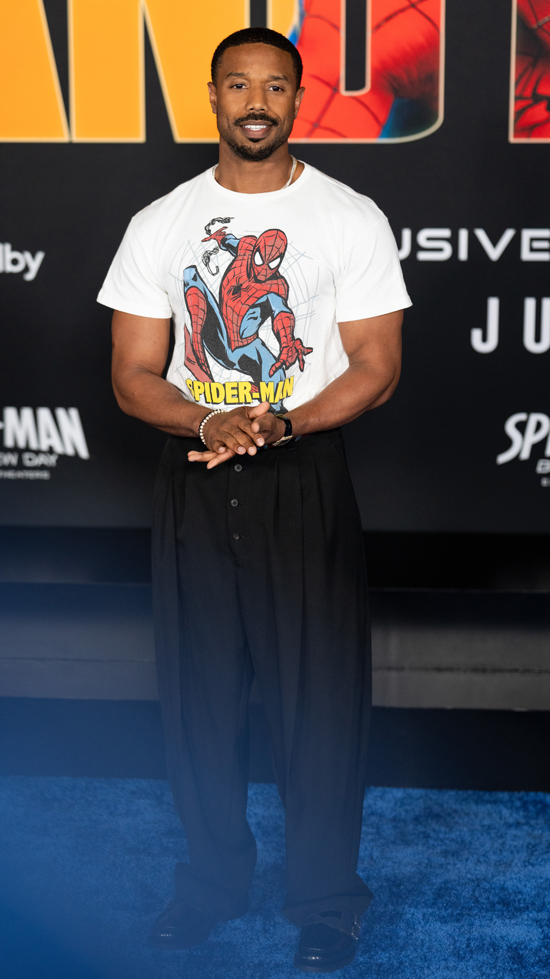 HOLLYWOOD, CALIFORNIA - JULY 27: Michael B. Jordan attends the Los Angeles Premiere Of Columbia Pictures' &amp;quot;Spider-Man: Brand New Day&amp;quot; at Dolby Theatre on July 27, 2026 in Hollywood, California.