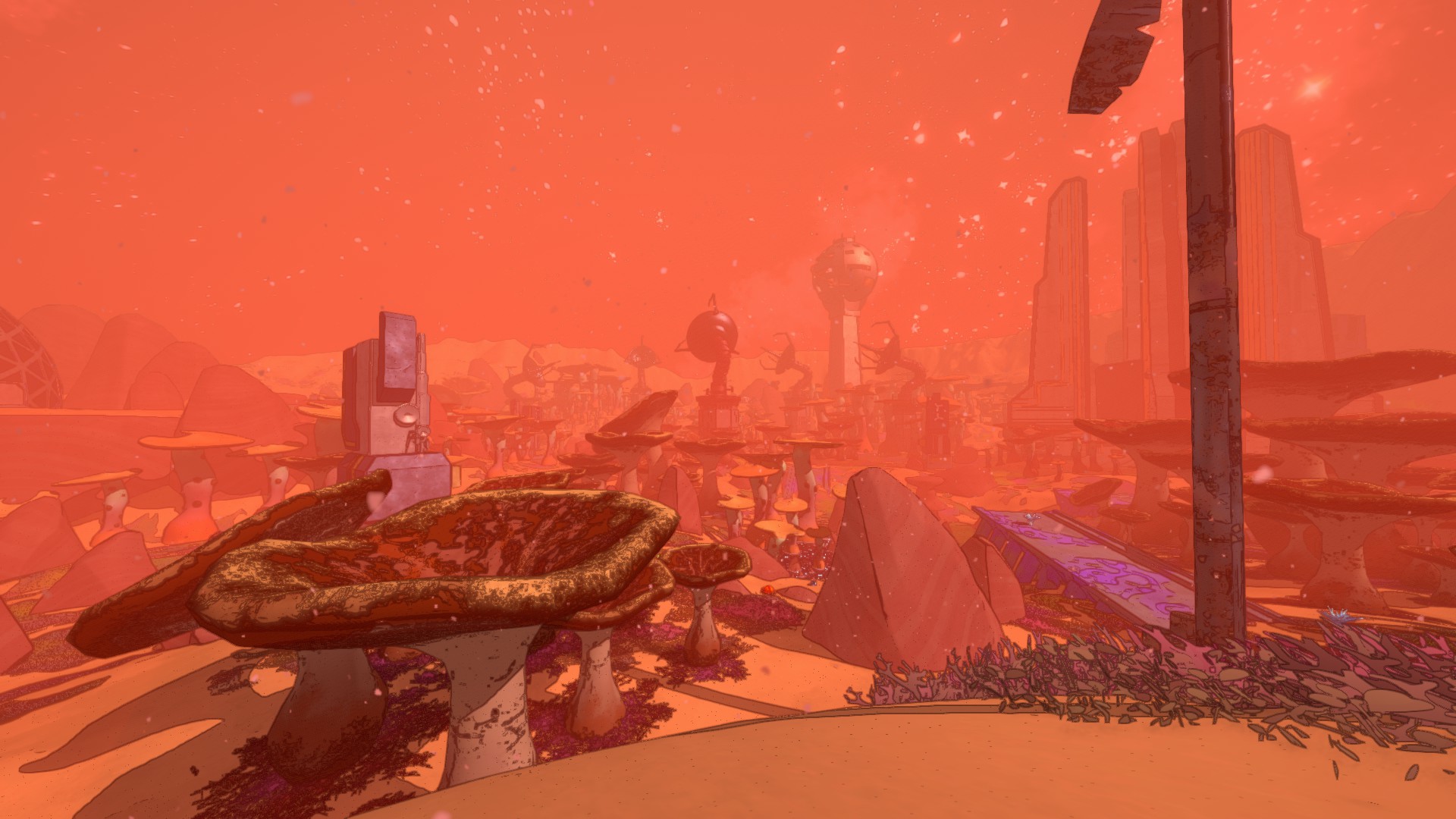 Concept art and screenshots from sci-fi shooter Mycopunk