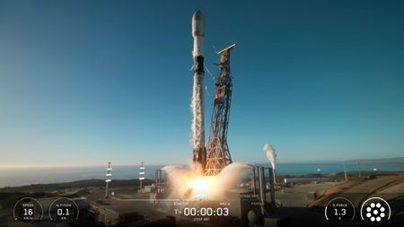 A SpaceX Falcon 9 rocket launches the classified USSF-481 mission for the U.S. Space Force from Vandenberg Space Force Base in California on Oct. 15, 2026.