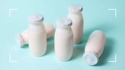 prebiotic milk on a blue background
