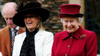 Queen Elizabeth II, smiles as she leaves St Mary Magdalene Church