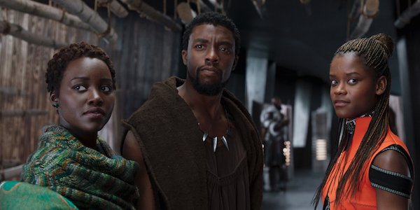 Nakia, T&#039;Challa and Shuri in Black Panther