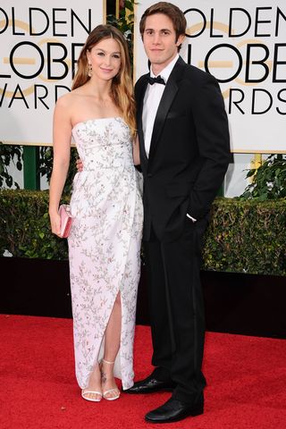 Melissa Benoist and Blake Jenner at the Golden Globes 2016