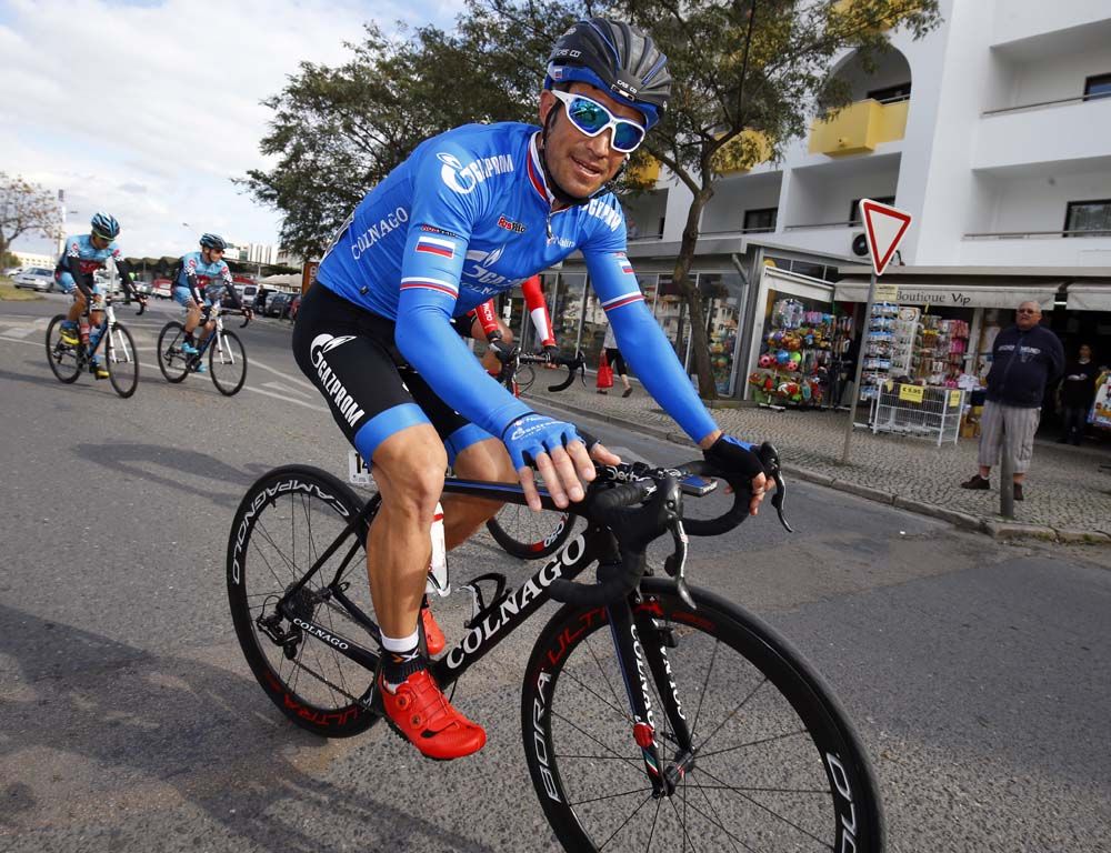 Alexandr Kolobnev (Gazprom-Rusvelo) was back racing and back in the break