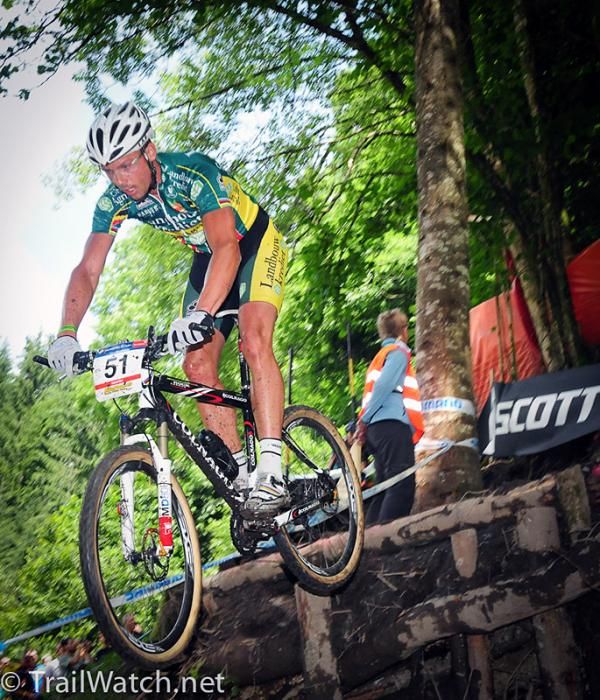 Cyclo-cross star Sven Nys riding to 16th place today.