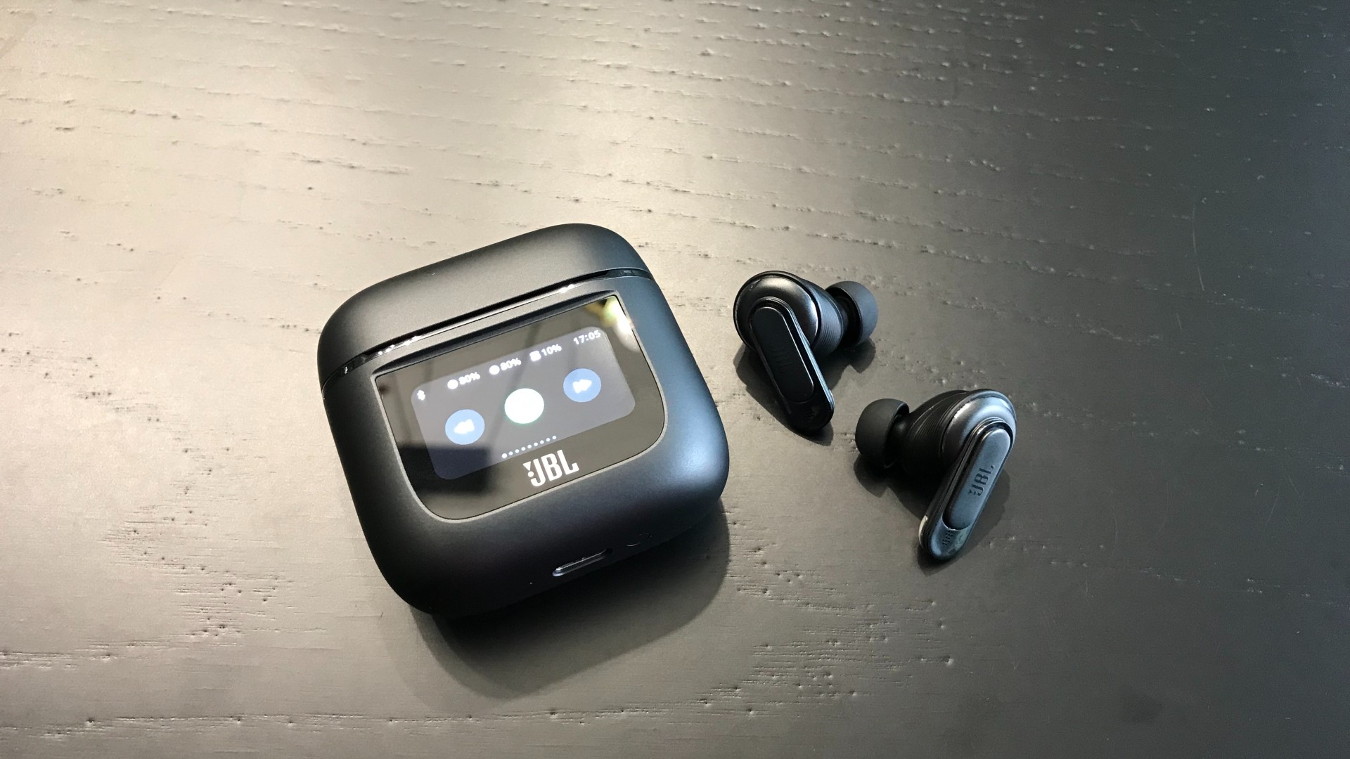 JBL Tour Pro 2 earbuds and case showing ANC profiles