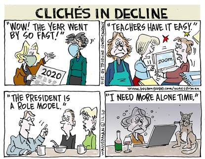Editorial Cartoon U.S. New Year Alone Time President Teachers