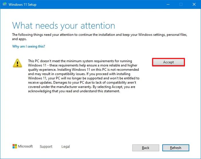 Windows 11 Unsupported Warning