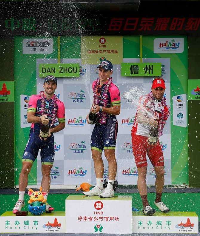 Niccolo Bonifazio (Lampre-Merida) tops the stage 8 podium