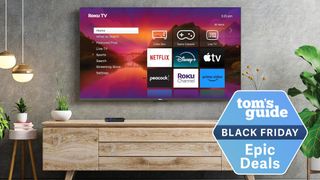 Roku smart TV on a wall