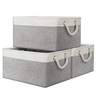 3 Pcs Fabric Storage Basket With Handles