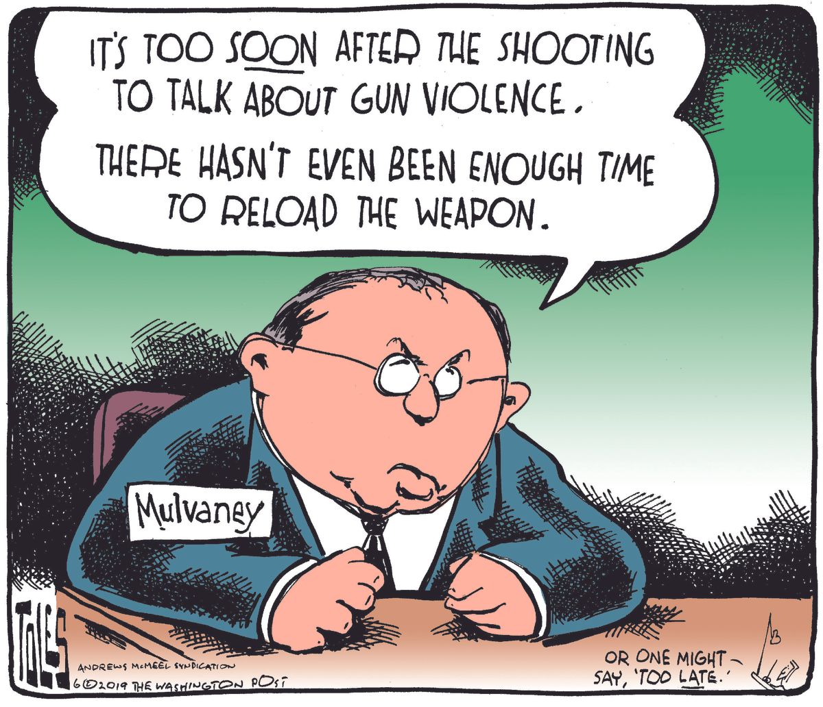 Political Cartoon U.S. Mass Shooting Mick Mulvaney Gun Reform Denial ...