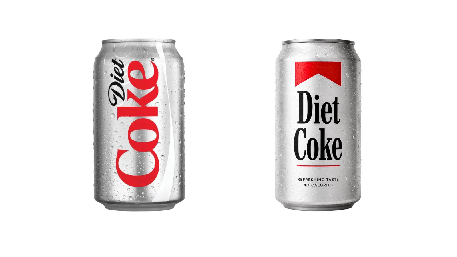 A mock-up of a Diet Coke can with Marlboro-style branding 