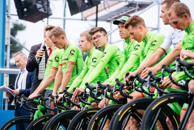 Alex Howes during the Tour de France team presentation
