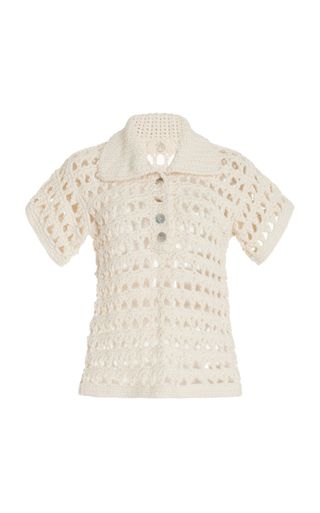 Penelope Crocheted Cotton Polo Shirt