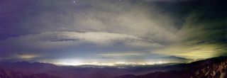 Light pollution photographed over California's Joshua Tree National Park.