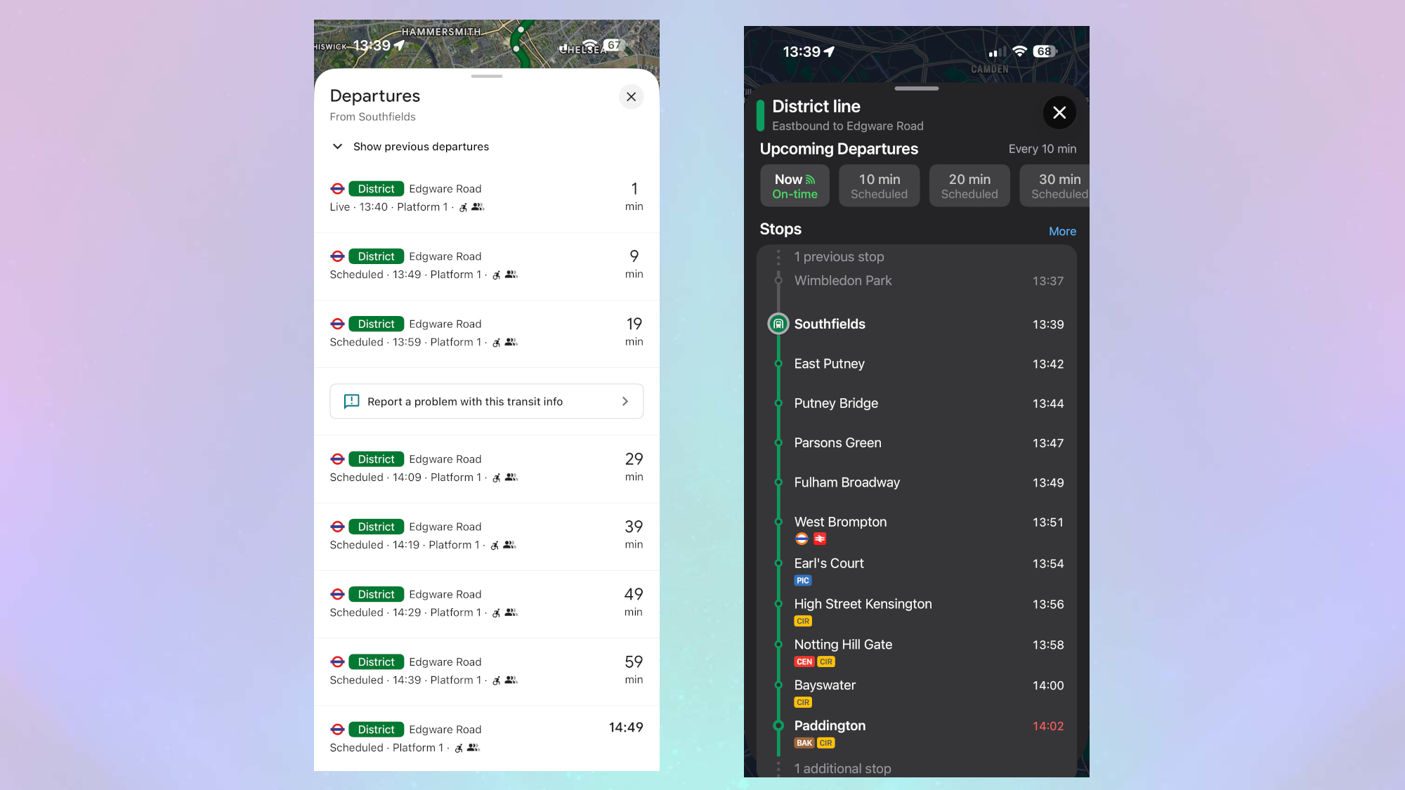 Google and Apple maps arrival time
