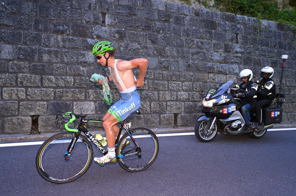 Peter Sagan wasn't feeling great on the road to Finhaut-Emosson and paid a visit to the fans campervan