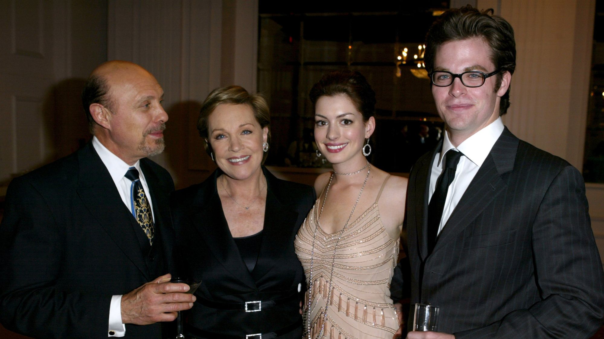 Hector Elizondo, Julie Andrews, Anne Hathaway and Chris Pine attend the 54th annual Ace Eddie Awards in 2004