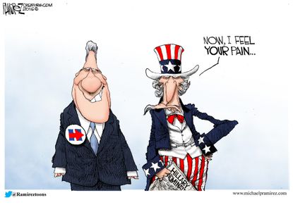 Political cartoon U.S. Bill Clinton Uncle Sam pain