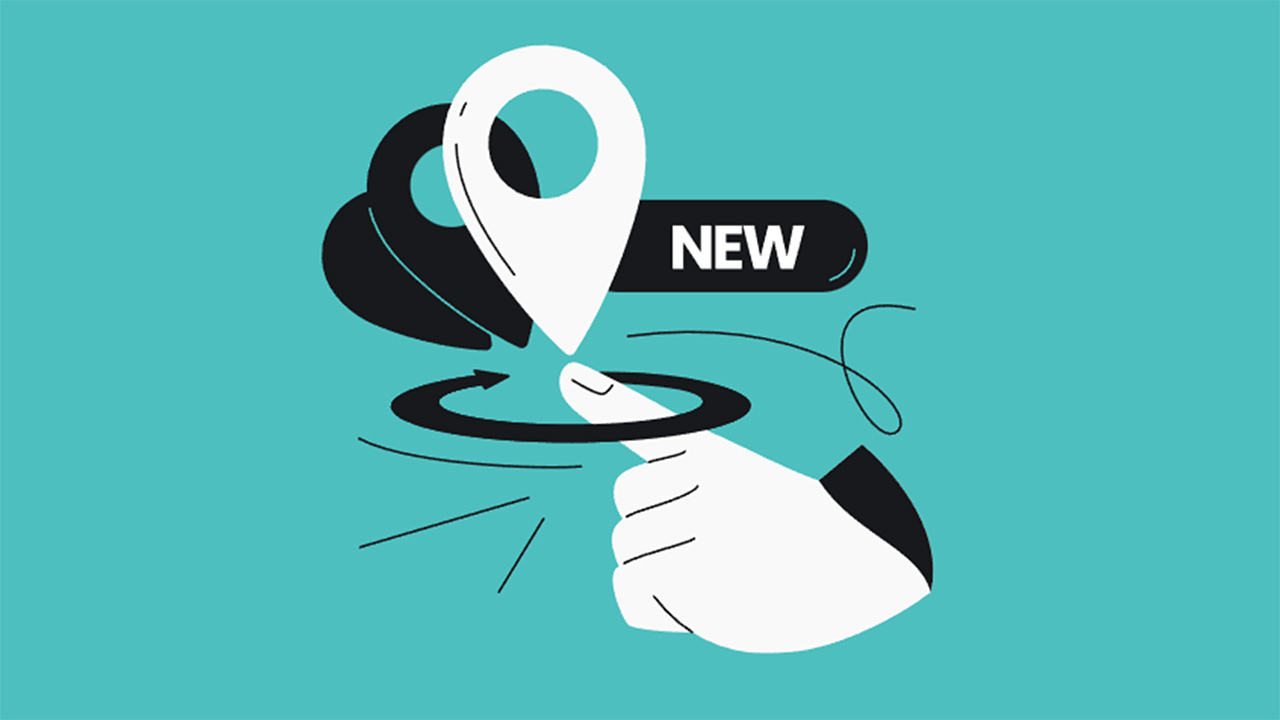 Surfshark Multi IP graphic. A hand is pointing at location markers