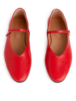Leather Mary Jane Flats - Red - Arket Gb