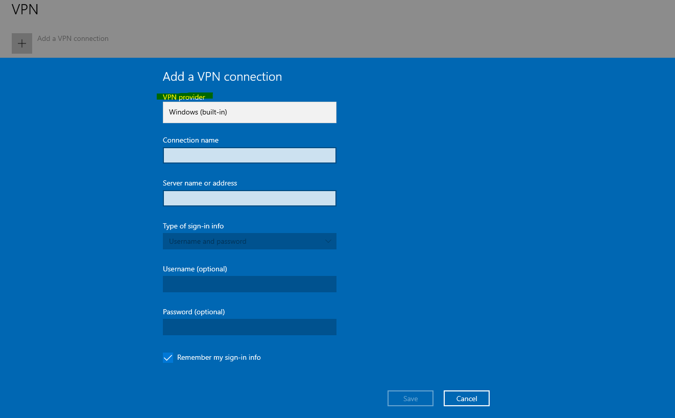 Windows 10 VPN setup