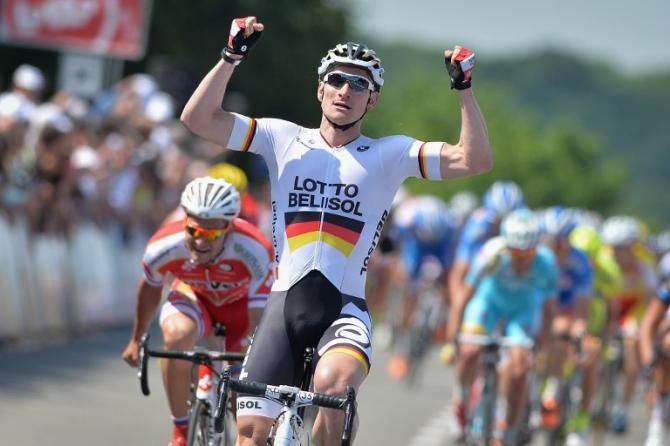 Andr&eacute; Greipel (Lotto Belisol) wins stage 4 in the Belgium Tour