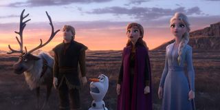 Sven, Kristoff, Olaf, Anna and Elsa in Frozen 2