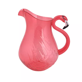 acrylic pink pitcher with a flamingo handle