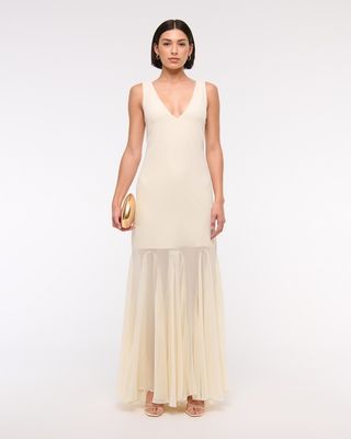 abercrombie, Plunge Godet Skirt Maxi Dress