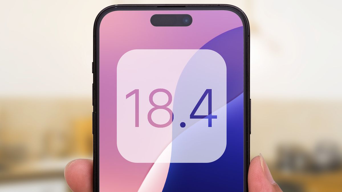 iOS 18.4 logo on an iPhone