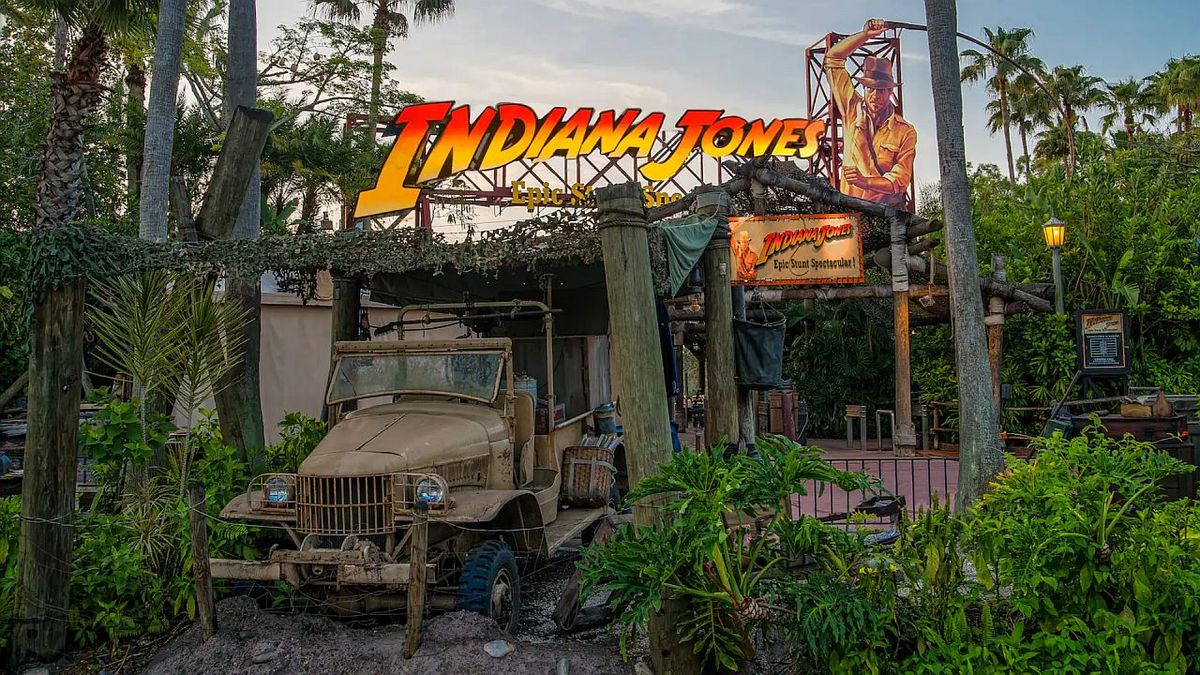 Indiana Jones Stunt Spectacular attraction entrance. 