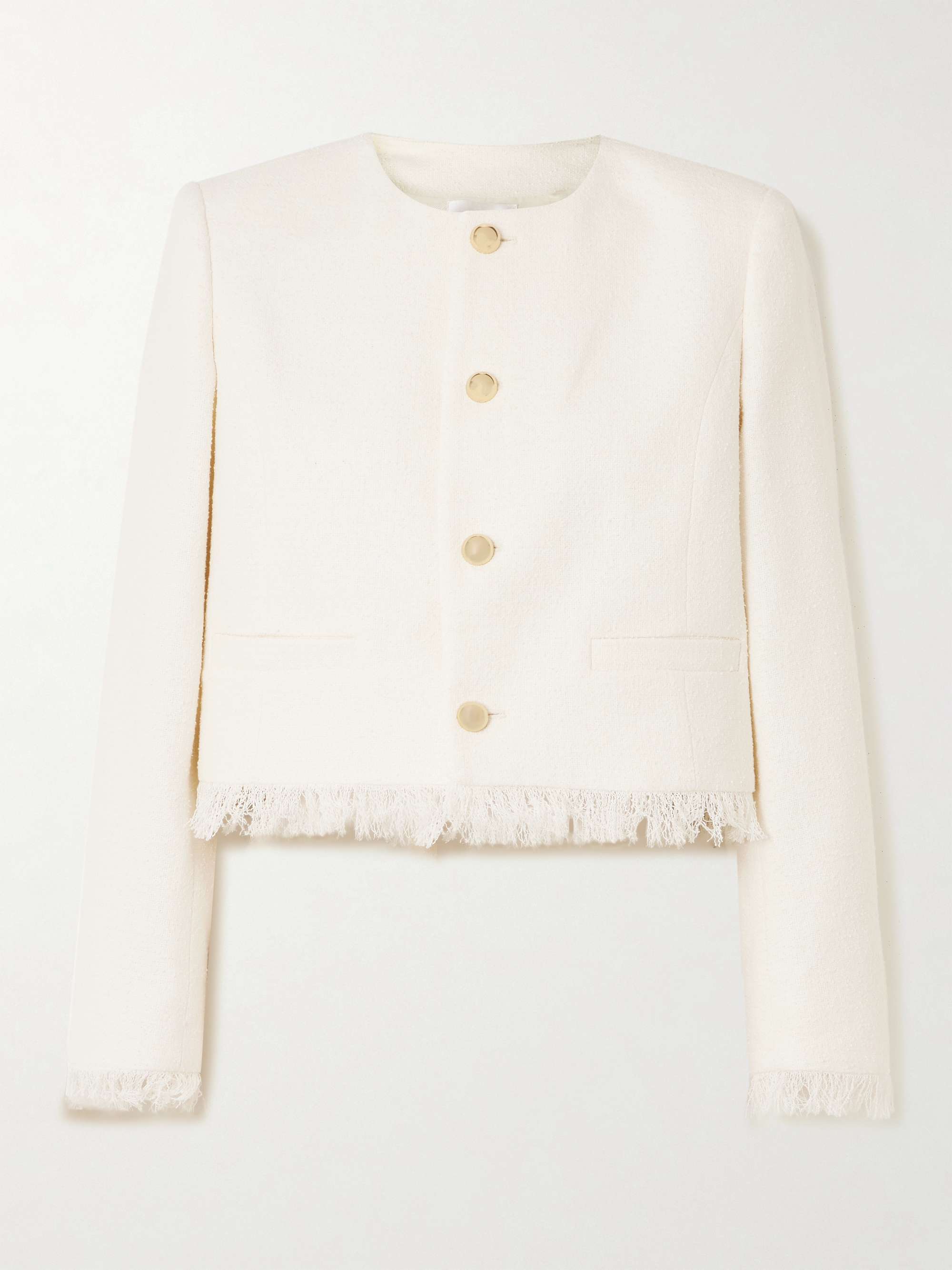 Cropped Fringed Cotton-Blend Tweed Jacket